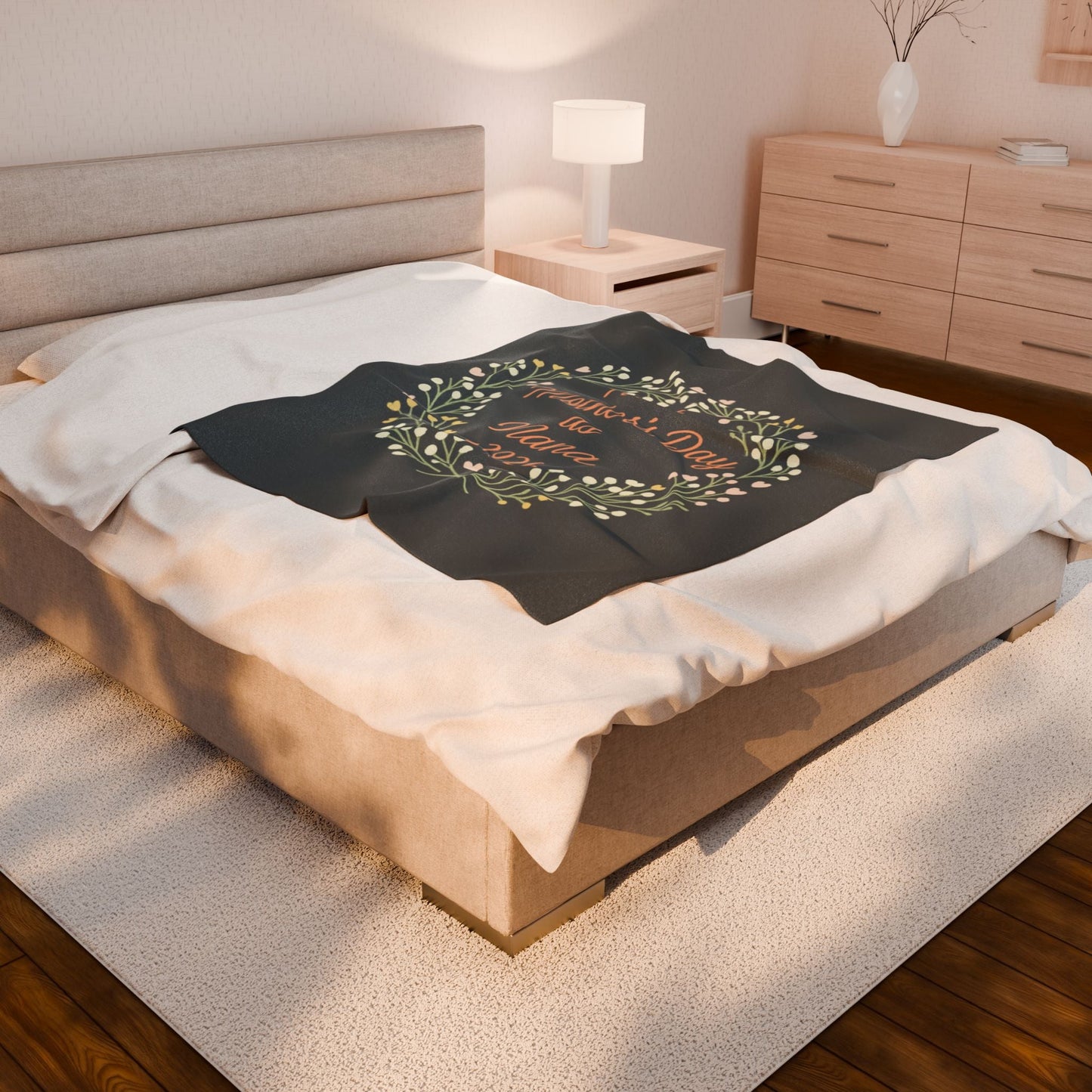 Personalized Floral Velveteen Blanket for Nana - 1st Mother's Day Cozy Throw - Hearth&Hugz