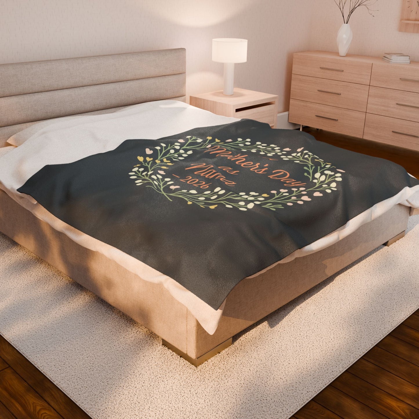 Personalized Floral Velveteen Blanket for Nana - 1st Mother's Day Cozy Throw - Hearth&Hugz