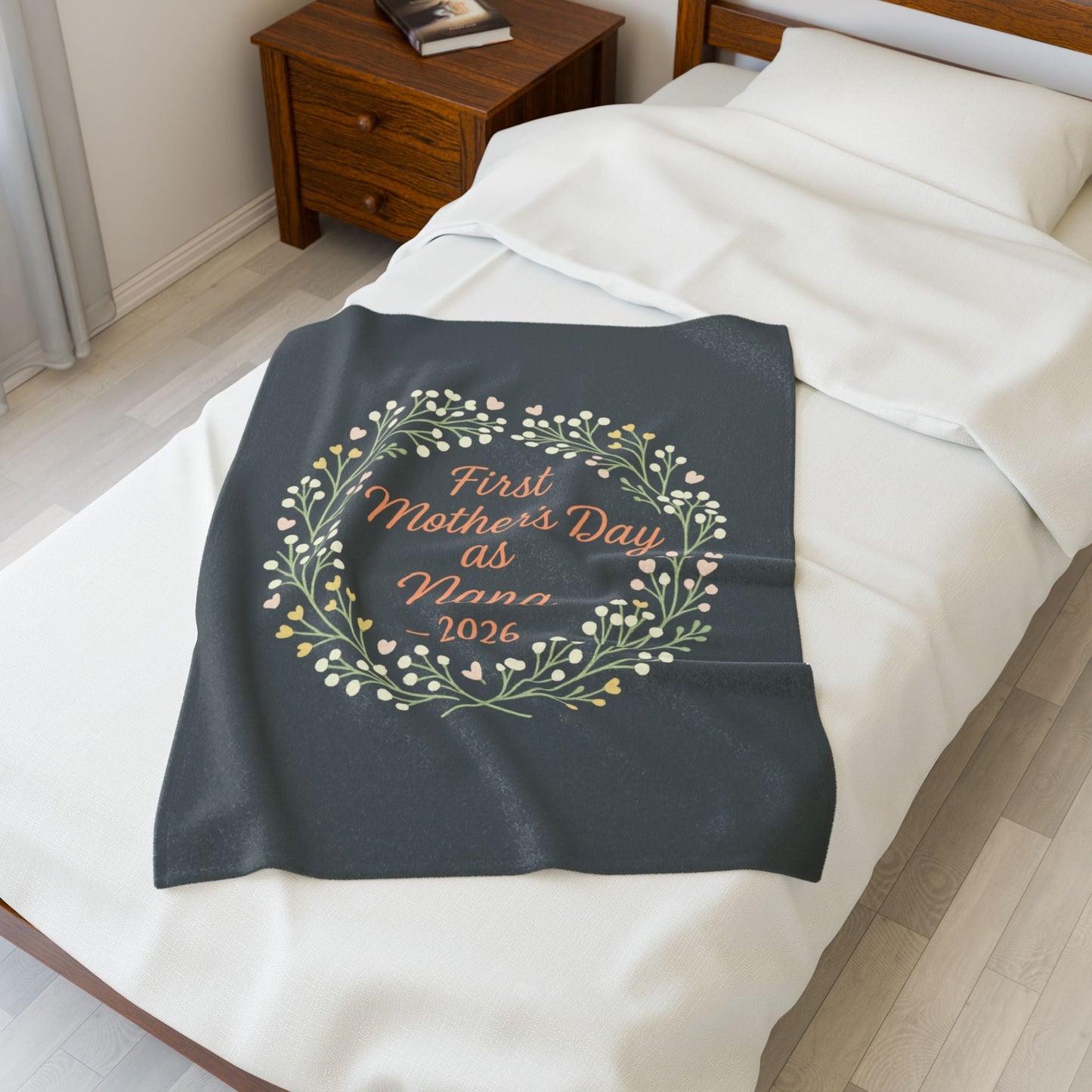 Personalized Floral Velveteen Blanket for Nana - 1st Mother's Day Cozy Throw - Hearth&Hugz