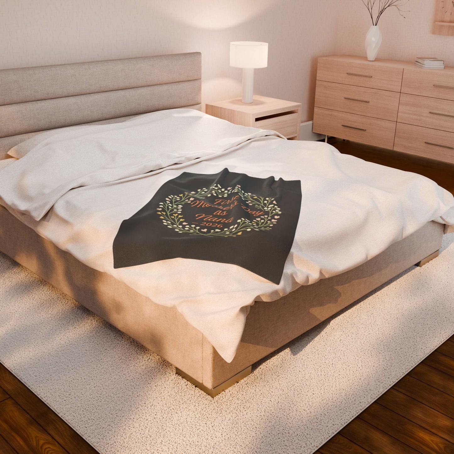 Personalized Floral Velveteen Blanket for Nana - 1st Mother's Day Cozy Throw - Hearth&Hugz