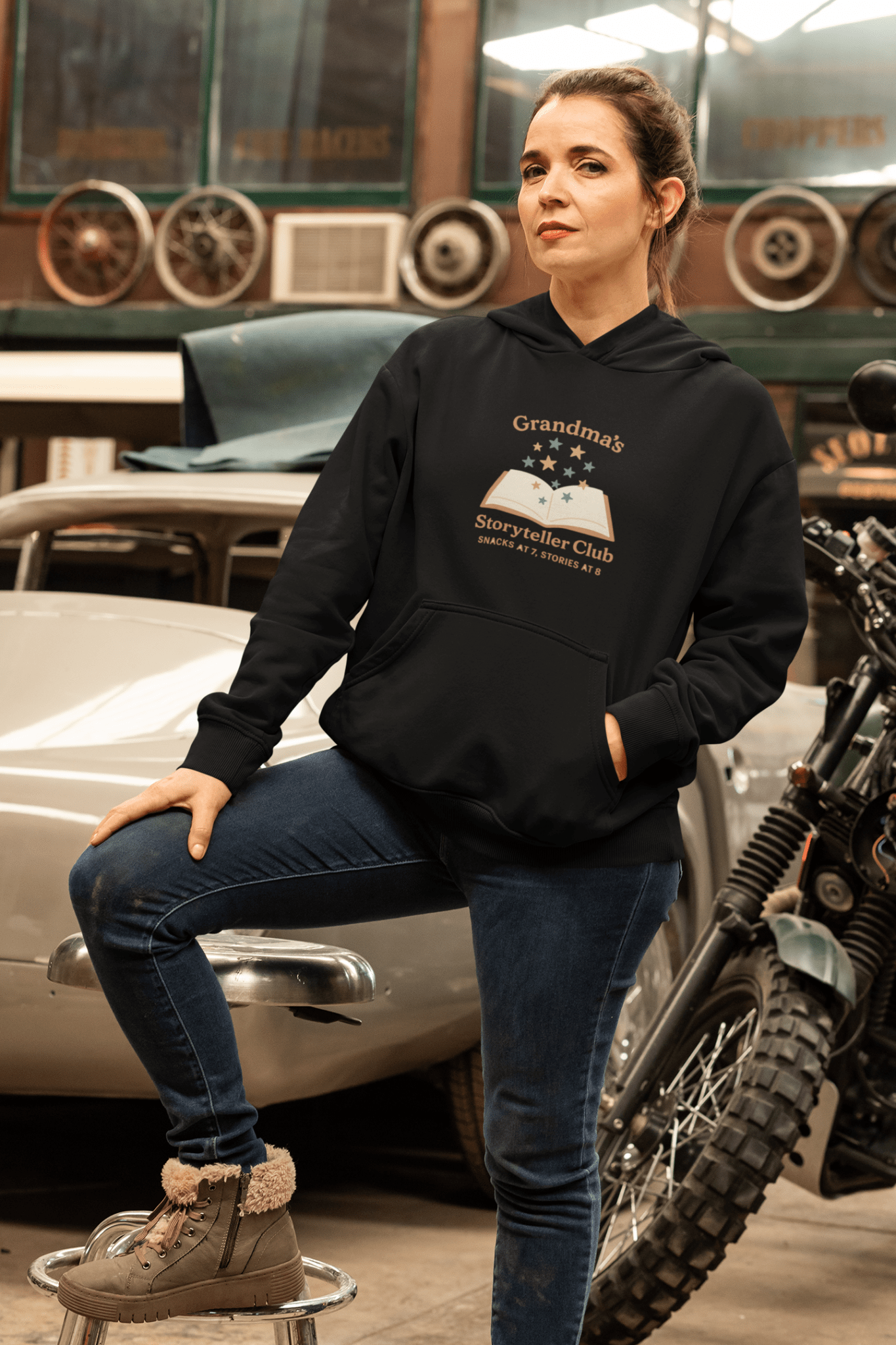 Grandma's Storyteller Club Hoodie - Cozy Gift for Grandparents & Family Gatherings - Hearth&Hugz