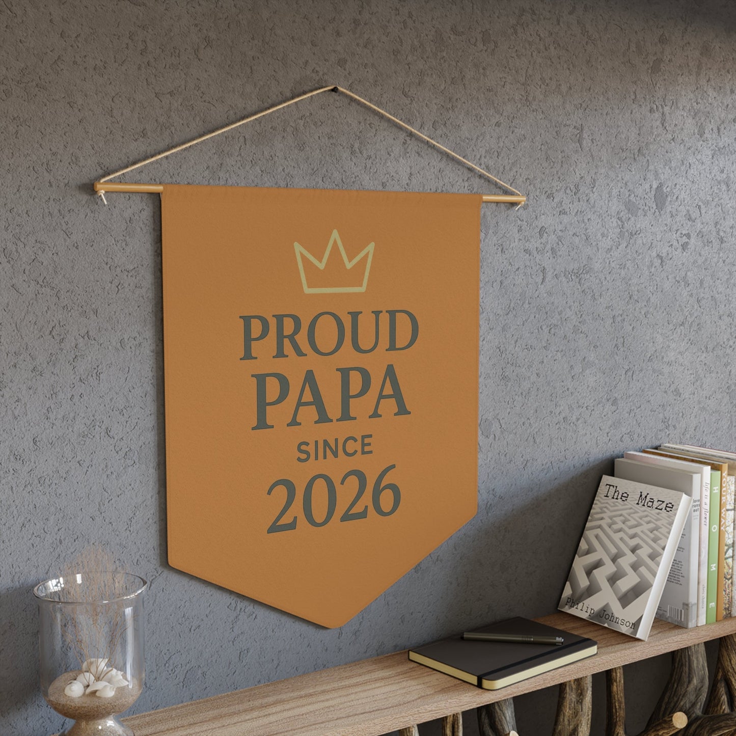 Personalized Fathers Day Gift: Dad's Room Wall Decor Banner - New Dad Announcement Pennant - Hearth&Hugz