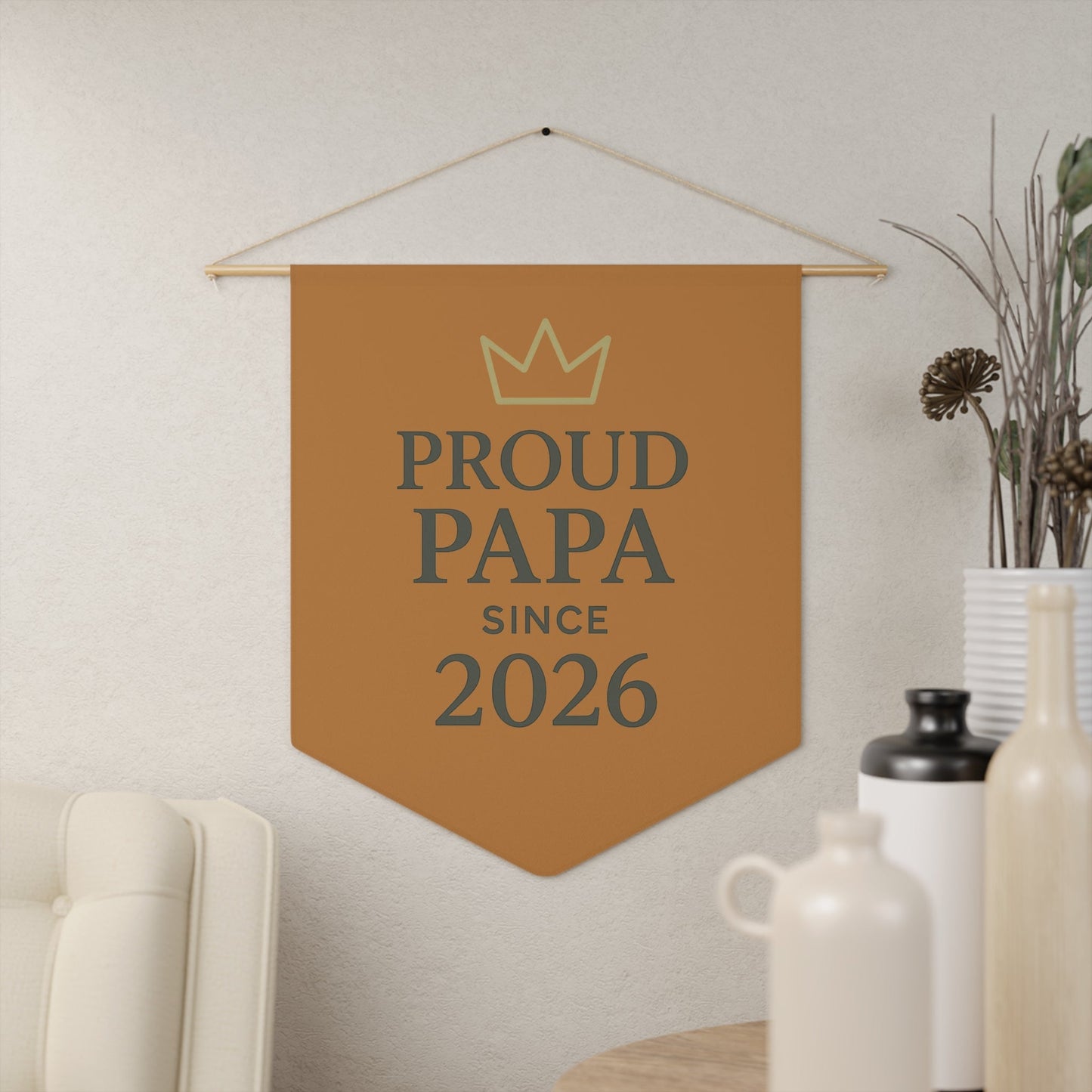 Personalized Fathers Day Gift: Dad's Room Wall Decor Banner - New Dad Announcement Pennant - Hearth&Hugz