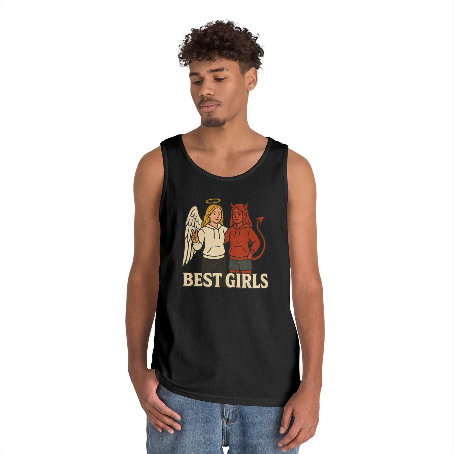 Angel & Devil Best Girls Tank — 'When You See Us Together, Good Vibes Ahead' Graphic Tank Top - Hearth&Hugz