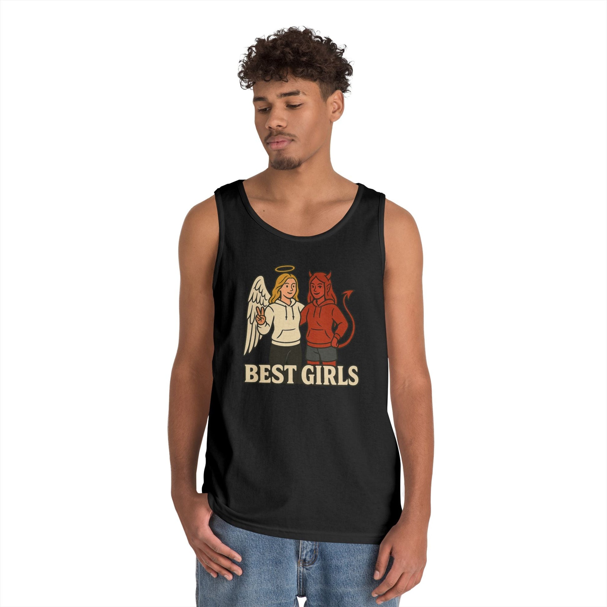 Angel & Devil Best Girls Tank — 'When You See Us Together, Good Vibes Ahead' Graphic Tank Top - Hearth&Hugz