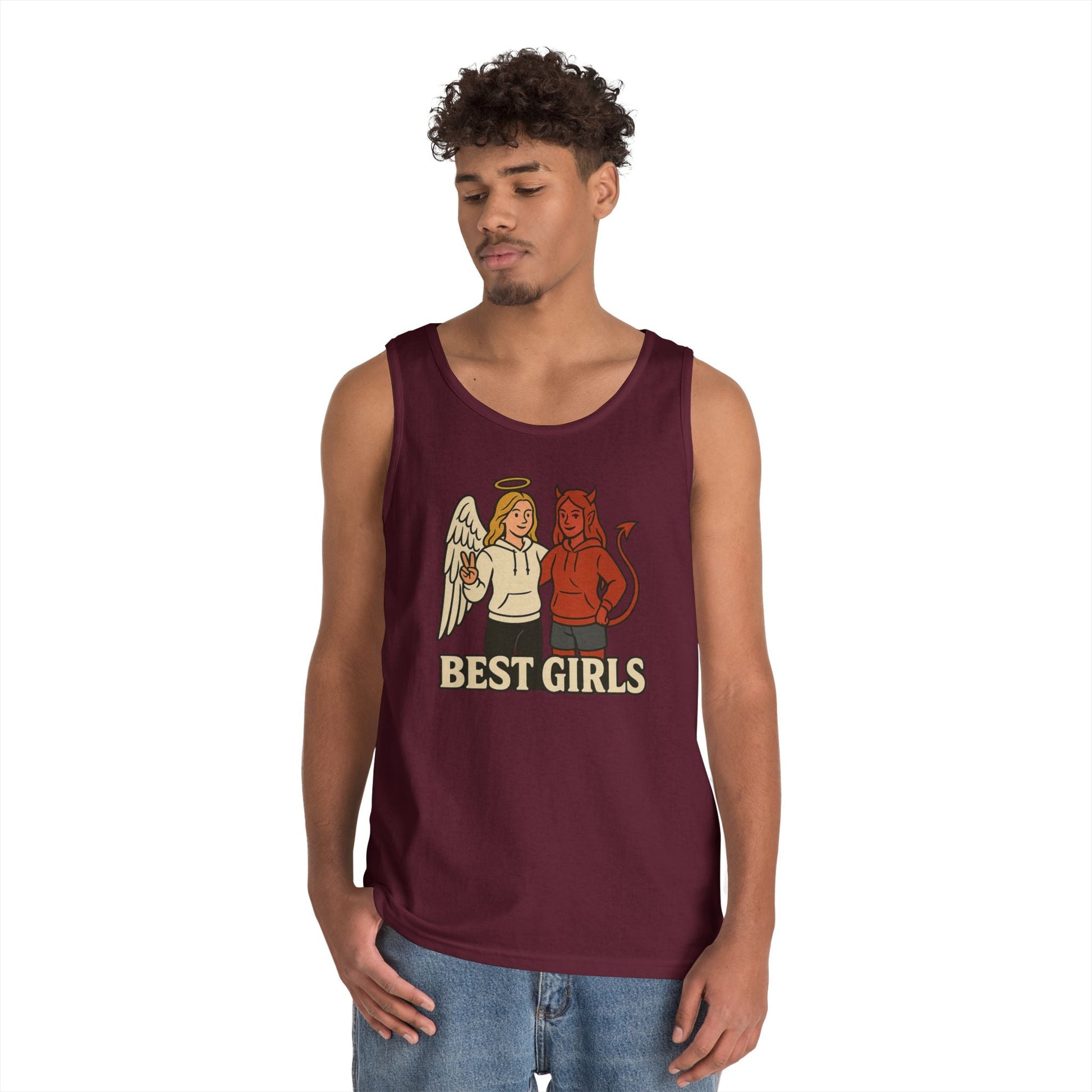 Angel & Devil Best Girls Tank — 'When You See Us Together, Good Vibes Ahead' Graphic Tank Top - Hearth&Hugz