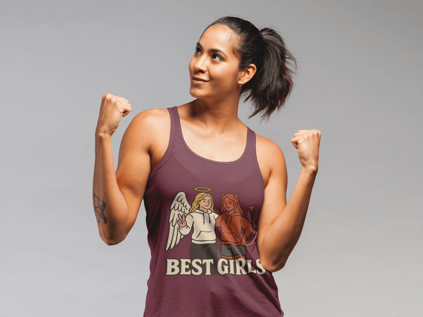 Angel & Devil Best Girls Tank — 'When You See Us Together, Good Vibes Ahead' Graphic Tank Top - Hearth&Hugz