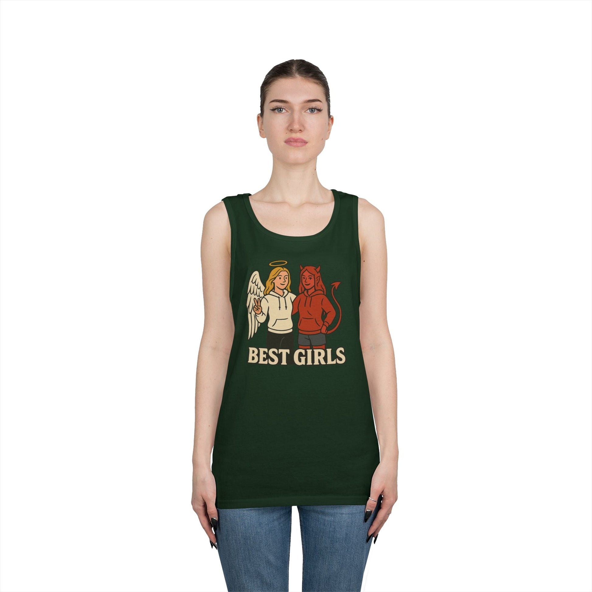 Angel & Devil Best Girls Tank — 'When You See Us Together, Good Vibes Ahead' Graphic Tank Top - Hearth&Hugz