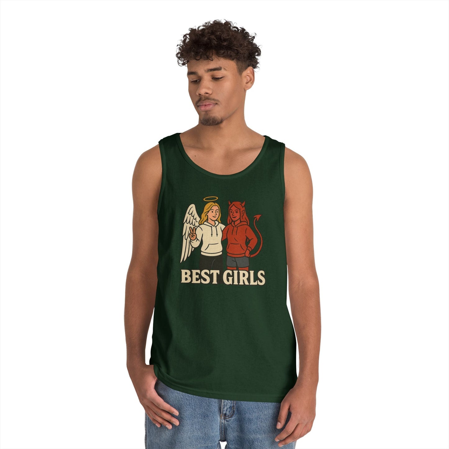 Angel & Devil Best Girls Tank — 'When You See Us Together, Good Vibes Ahead' Graphic Tank Top - Hearth&Hugz