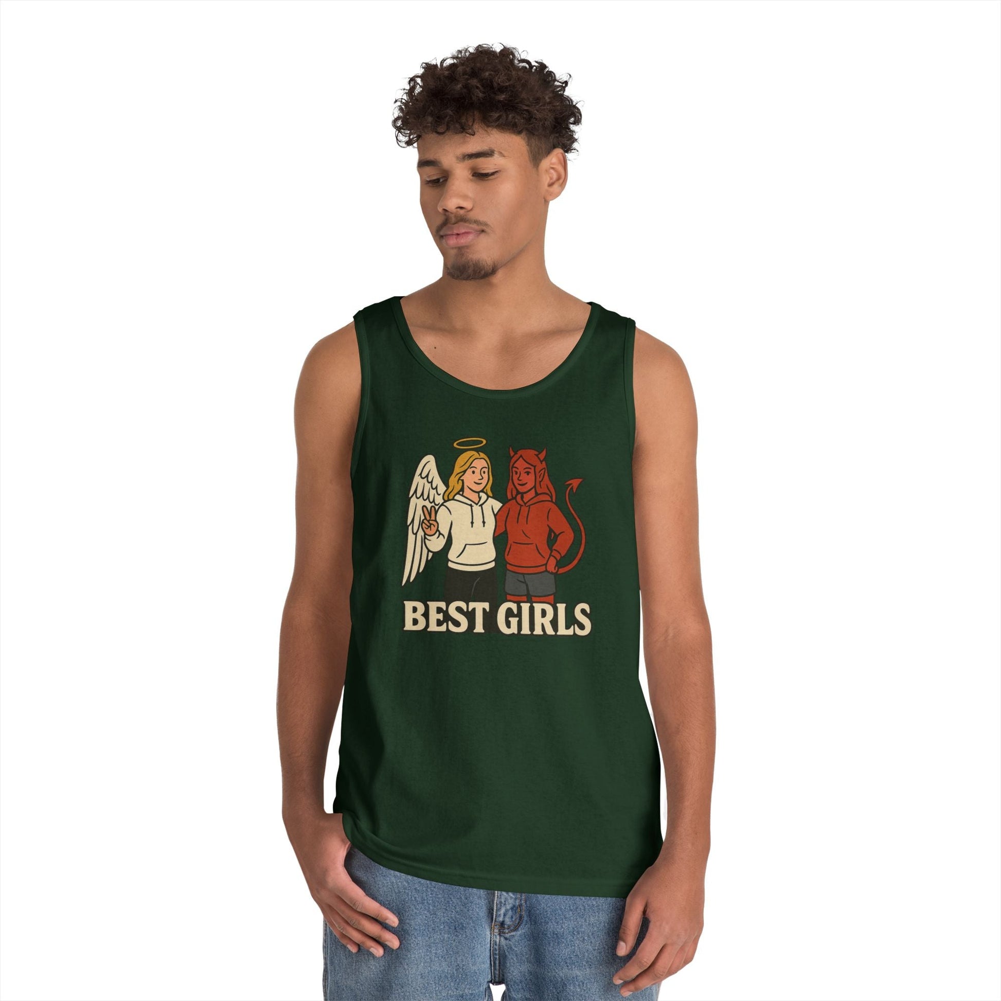 Angel & Devil Best Girls Tank — 'When You See Us Together, Good Vibes Ahead' Graphic Tank Top - Hearth&Hugz