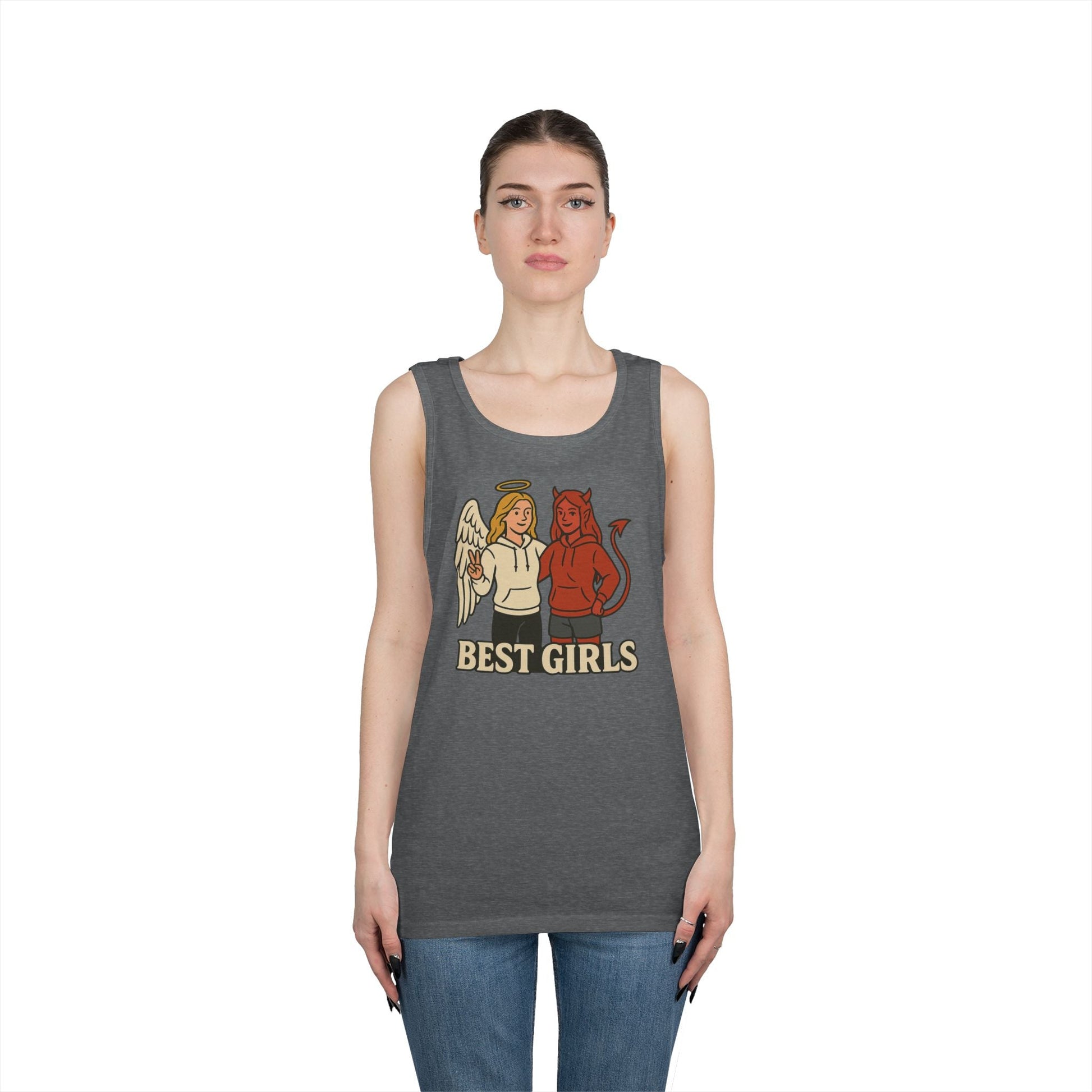 Angel & Devil Best Girls Tank — 'When You See Us Together, Good Vibes Ahead' Graphic Tank Top - Hearth&Hugz
