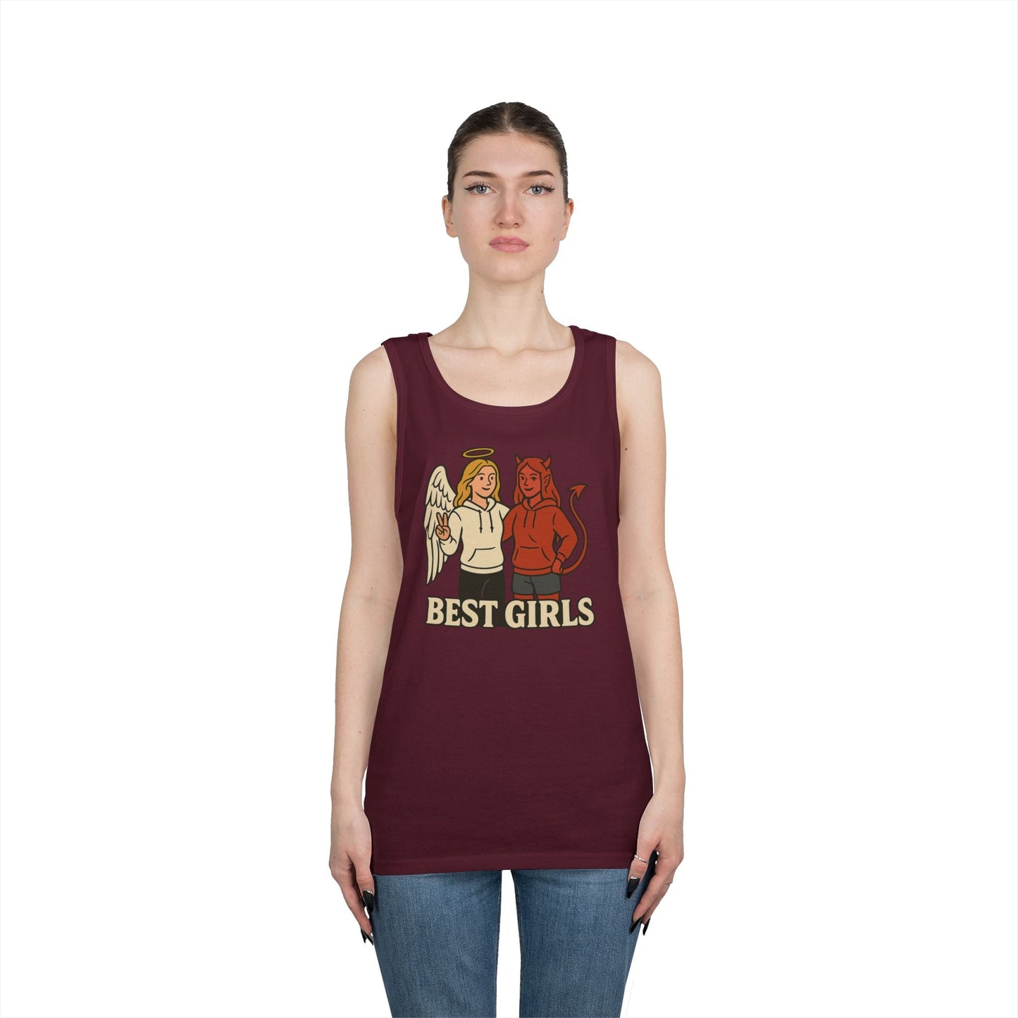 Angel & Devil Best Girls Tank — 'When You See Us Together, Good Vibes Ahead' Graphic Tank Top - Hearth&Hugz