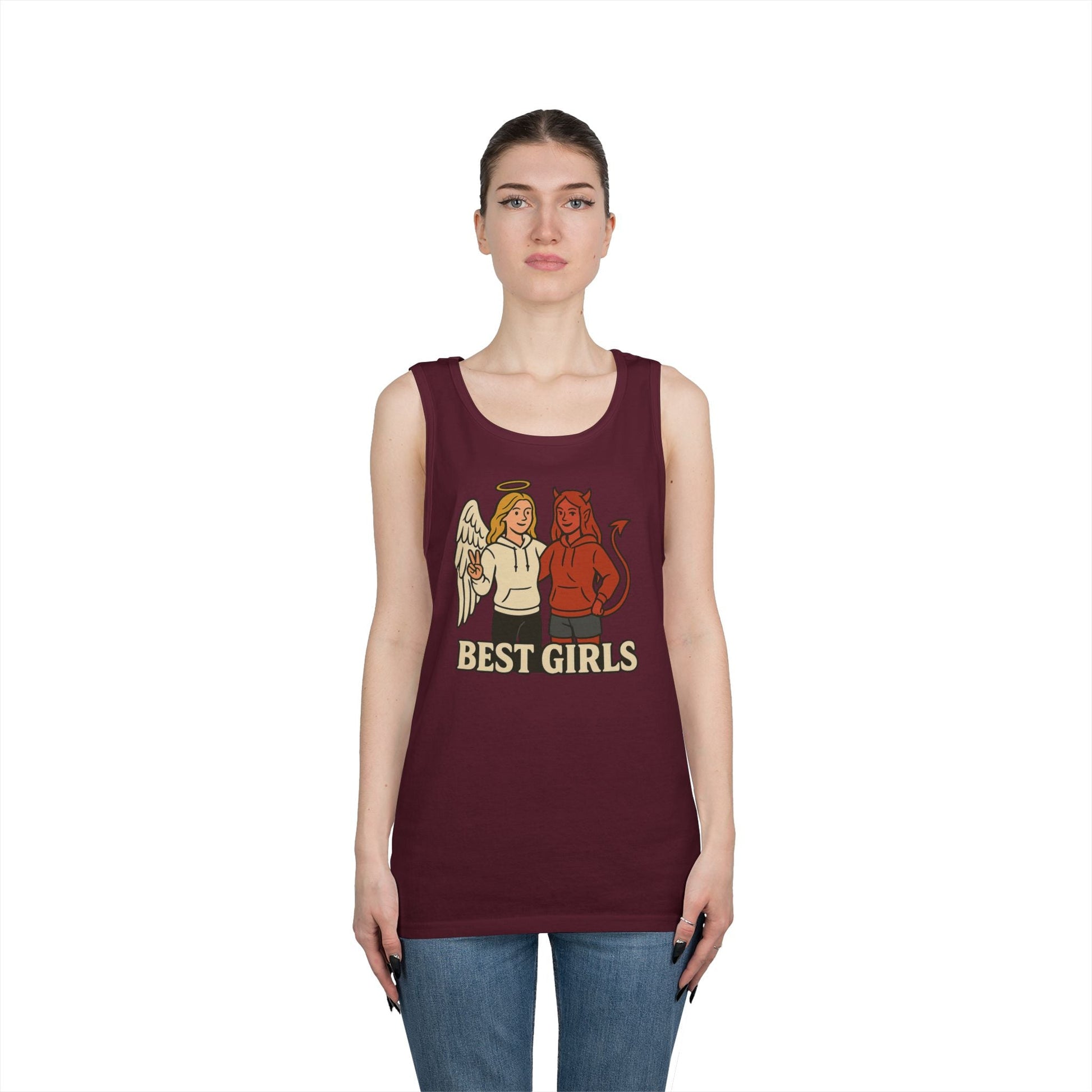 Angel & Devil Best Girls Tank — 'When You See Us Together, Good Vibes Ahead' Graphic Tank Top - Hearth&Hugz