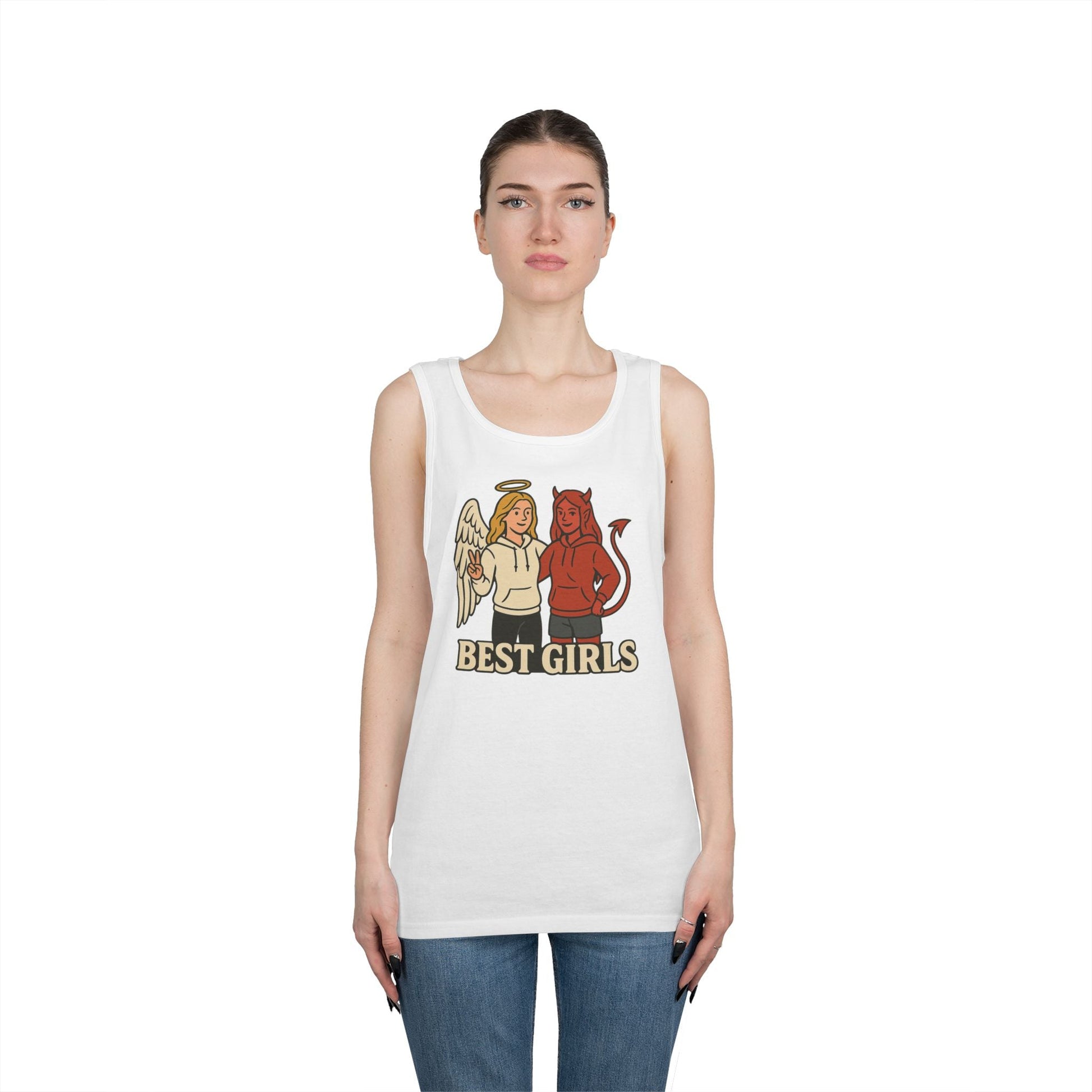 Angel & Devil Best Girls Tank — 'When You See Us Together, Good Vibes Ahead' Graphic Tank Top - Hearth&Hugz