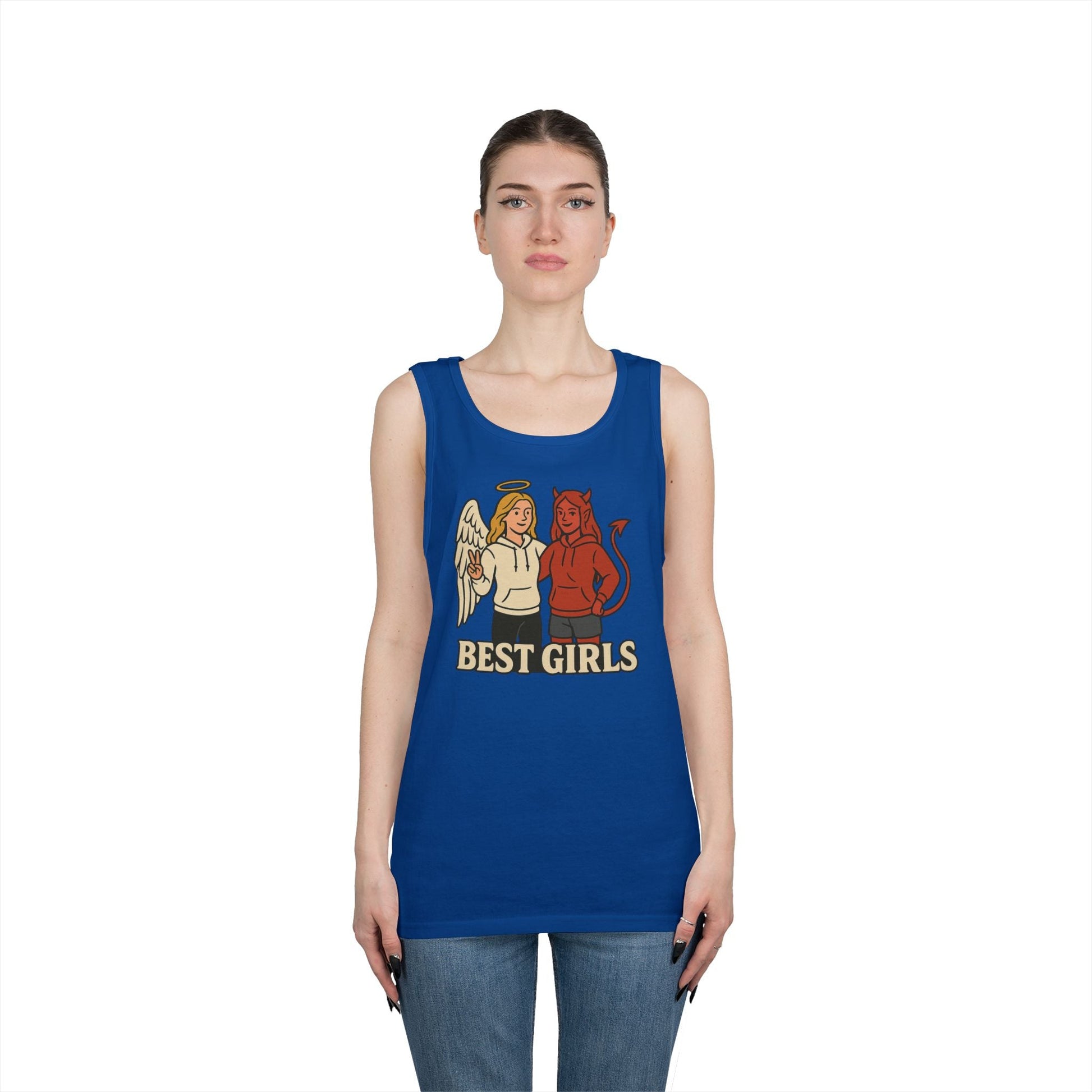 Angel & Devil Best Girls Tank — 'When You See Us Together, Good Vibes Ahead' Graphic Tank Top - Hearth&Hugz