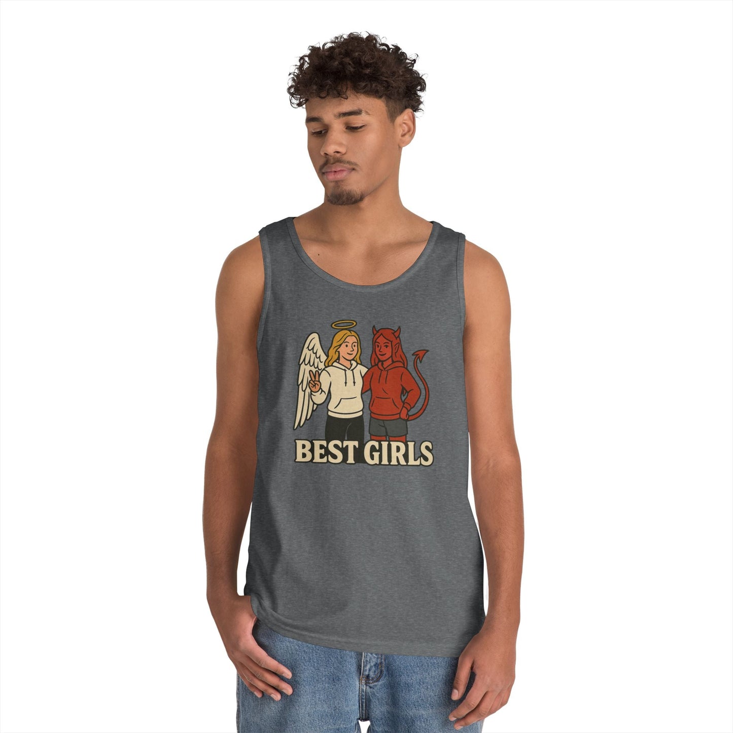 Angel & Devil Best Girls Tank — 'When You See Us Together, Good Vibes Ahead' Graphic Tank Top - Hearth&Hugz