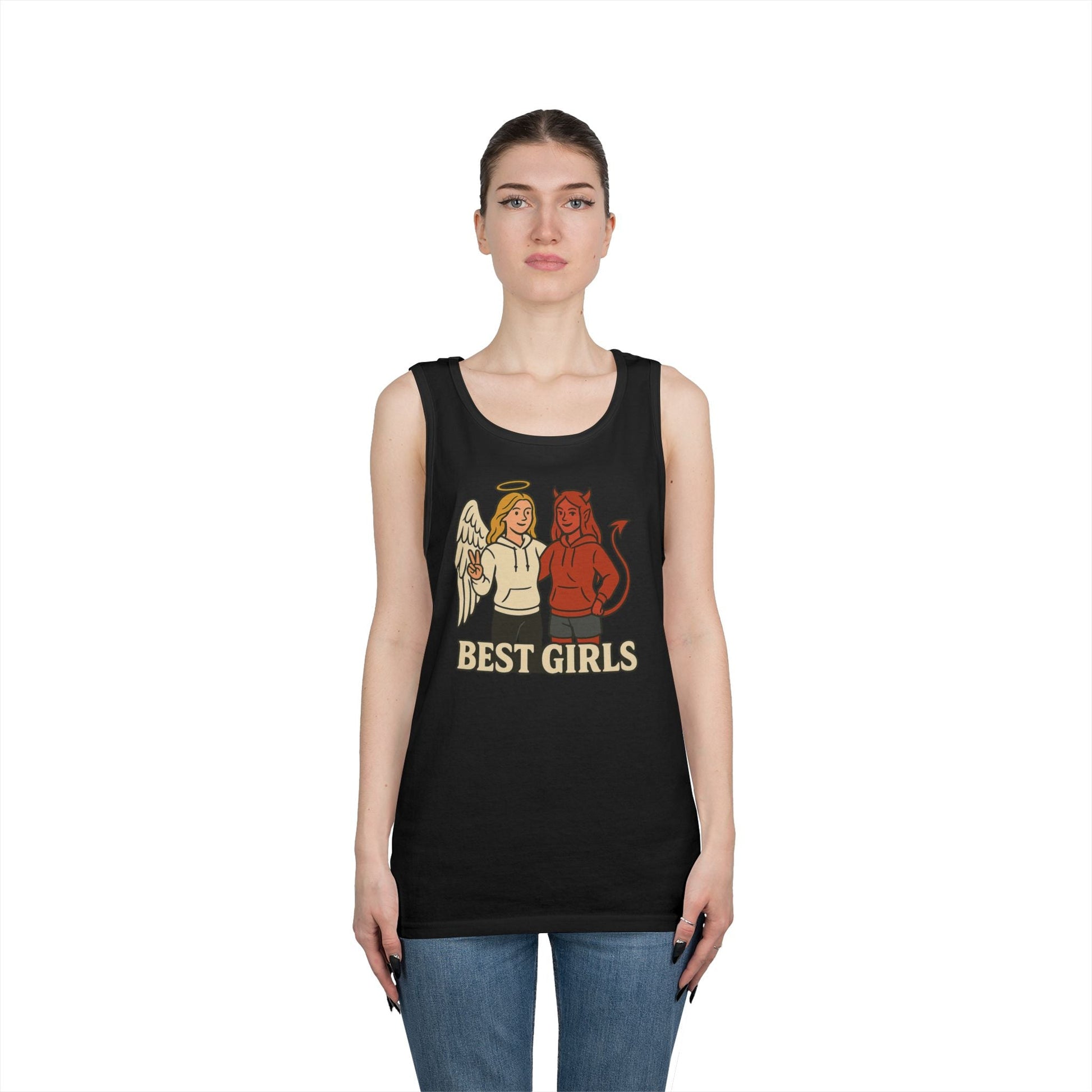 Angel & Devil Best Girls Tank — 'When You See Us Together, Good Vibes Ahead' Graphic Tank Top - Hearth&Hugz