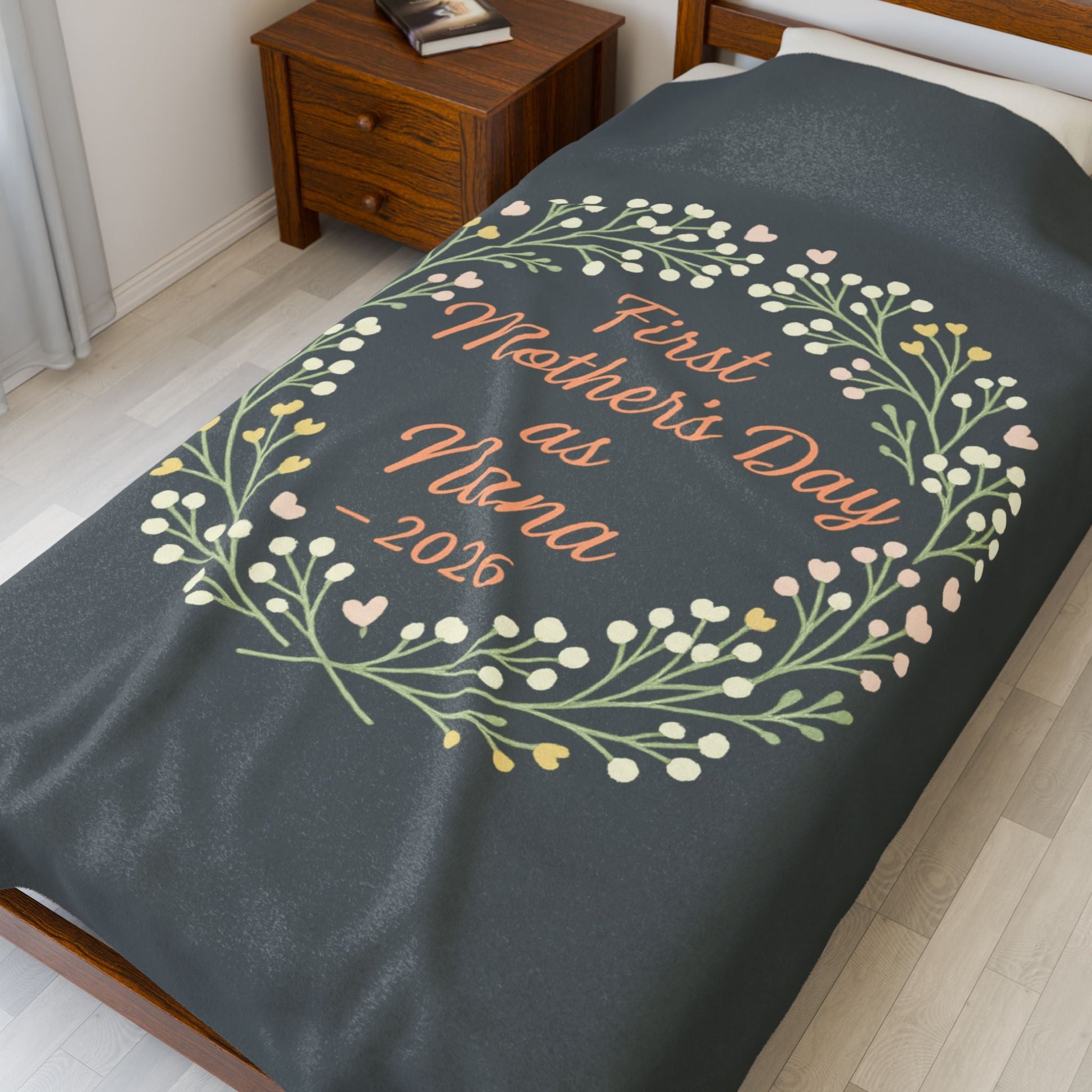 Personalized Floral Velveteen Blanket for Nana - 1st Mother's Day Cozy Throw - Hearth&Hugz