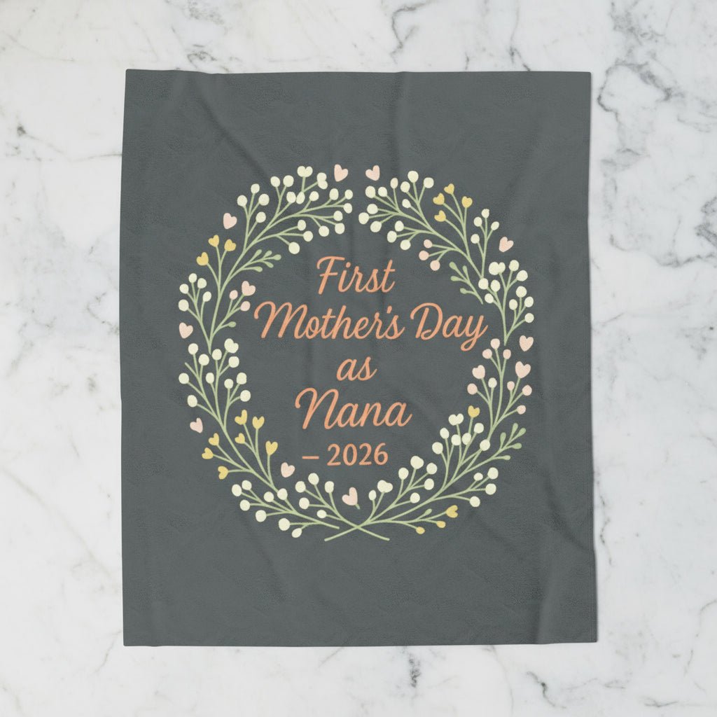 Personalized Floral Velveteen Blanket for Nana - 1st Mother's Day Cozy Throw - Hearth&Hugz