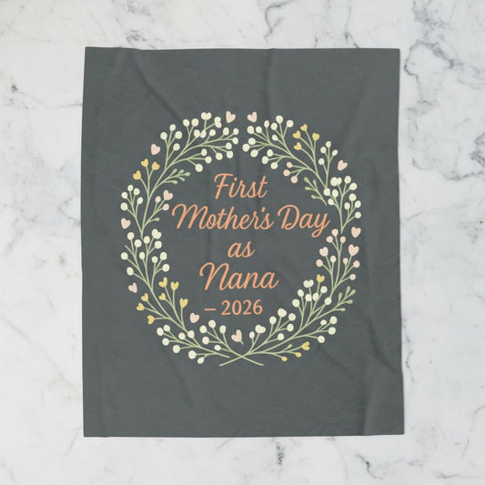 Personalized Floral Velveteen Blanket for Nana - 1st Mother's Day Cozy Throw - Hearth&Hugz
