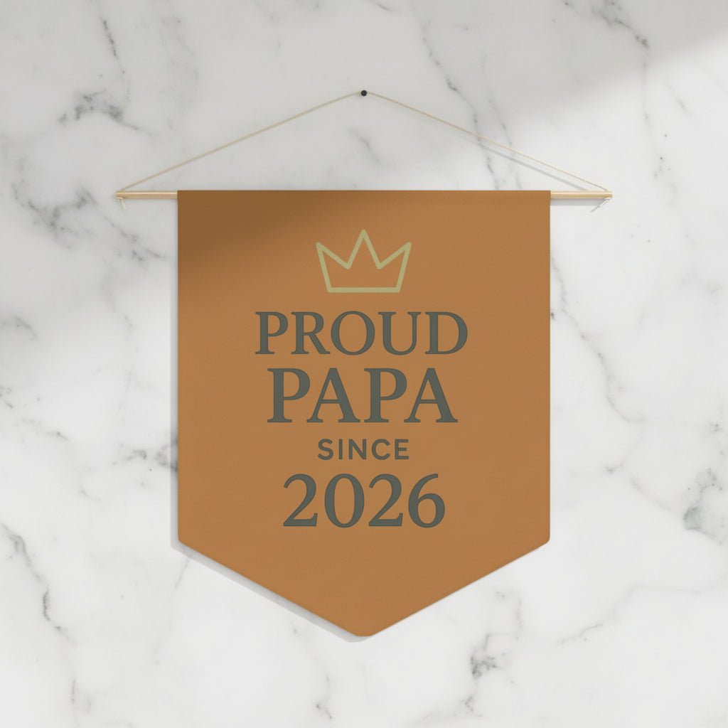 Personalized Fathers Day Gift: Dad's Room Wall Decor Banner - New Dad Announcement Pennant - Hearth&Hugz